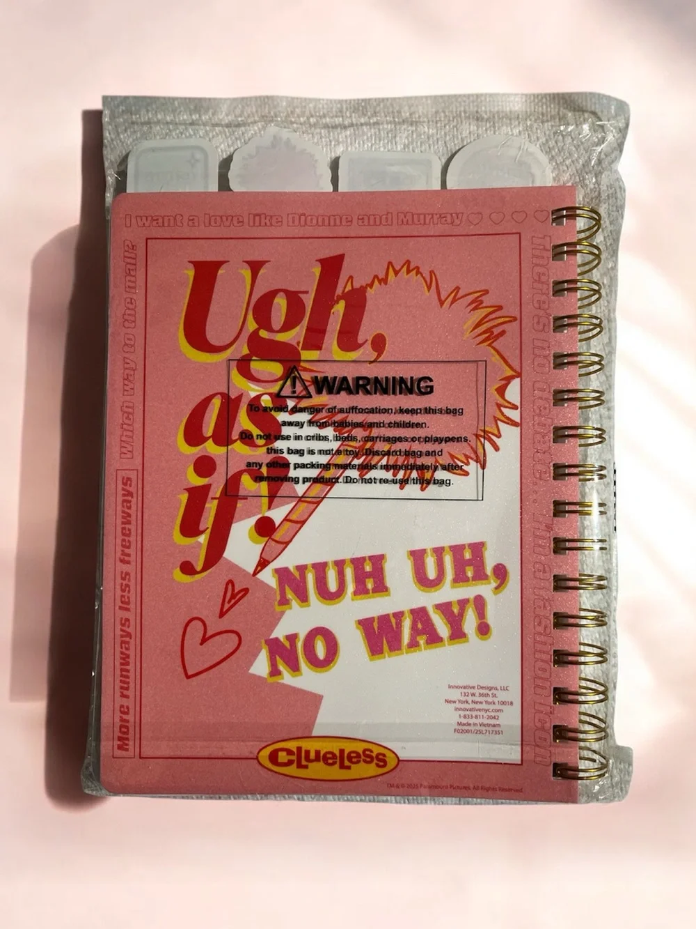 Clueless 30th Anniversary Pink Spiral Notebook - Crème Shop lipstick